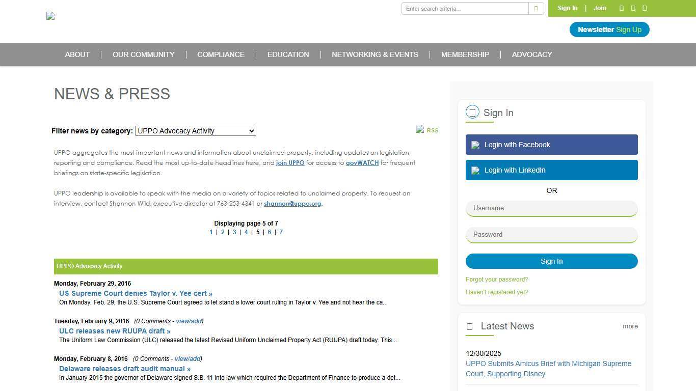 News & Press - Unclaimed Property Professionals Organization