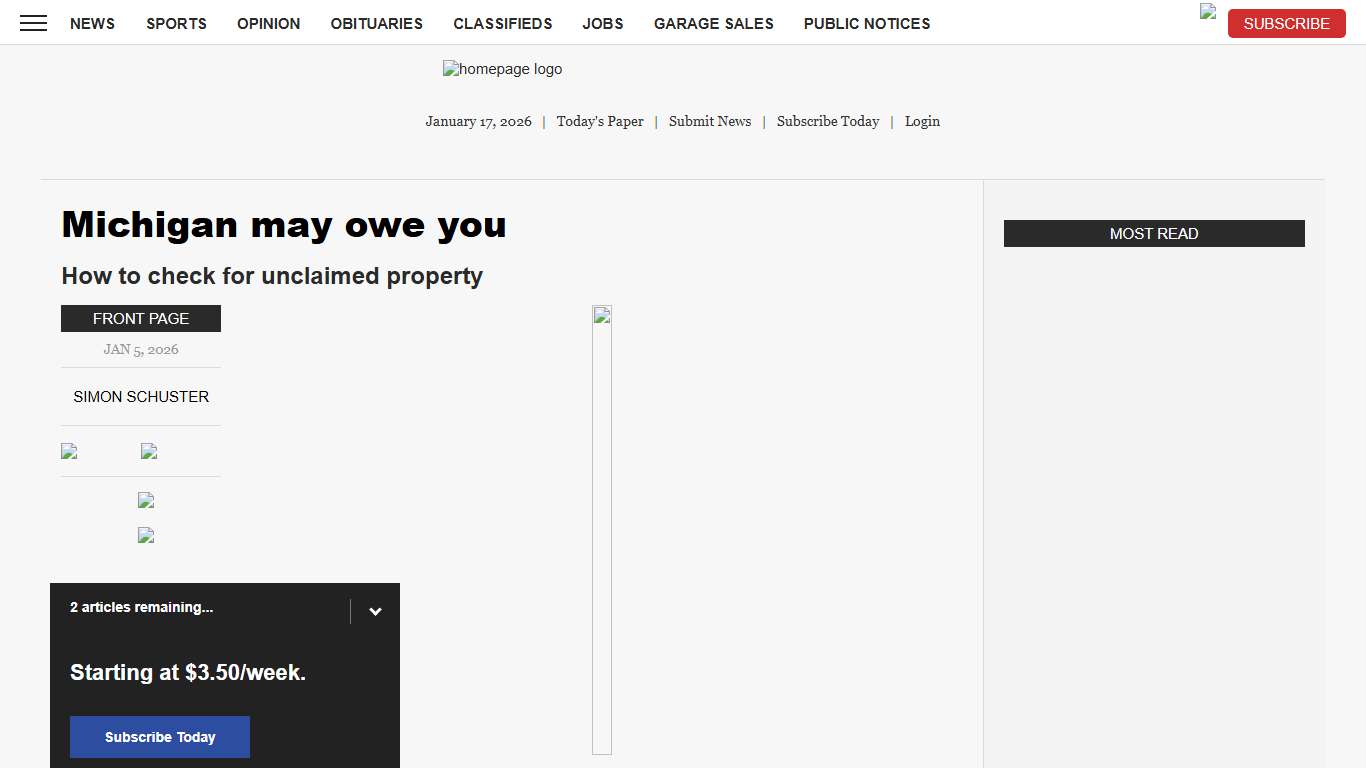 Michigan may owe you | News, Sports, Jobs - The Mining Gazette